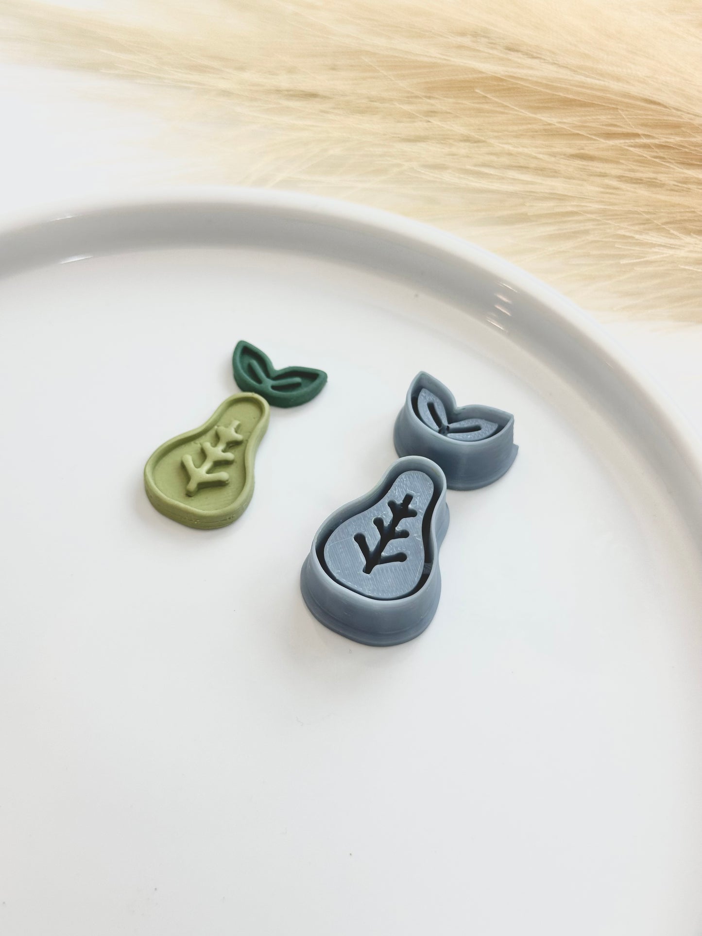 Debossed Pear & Leaves | Polymer Clay Cutter