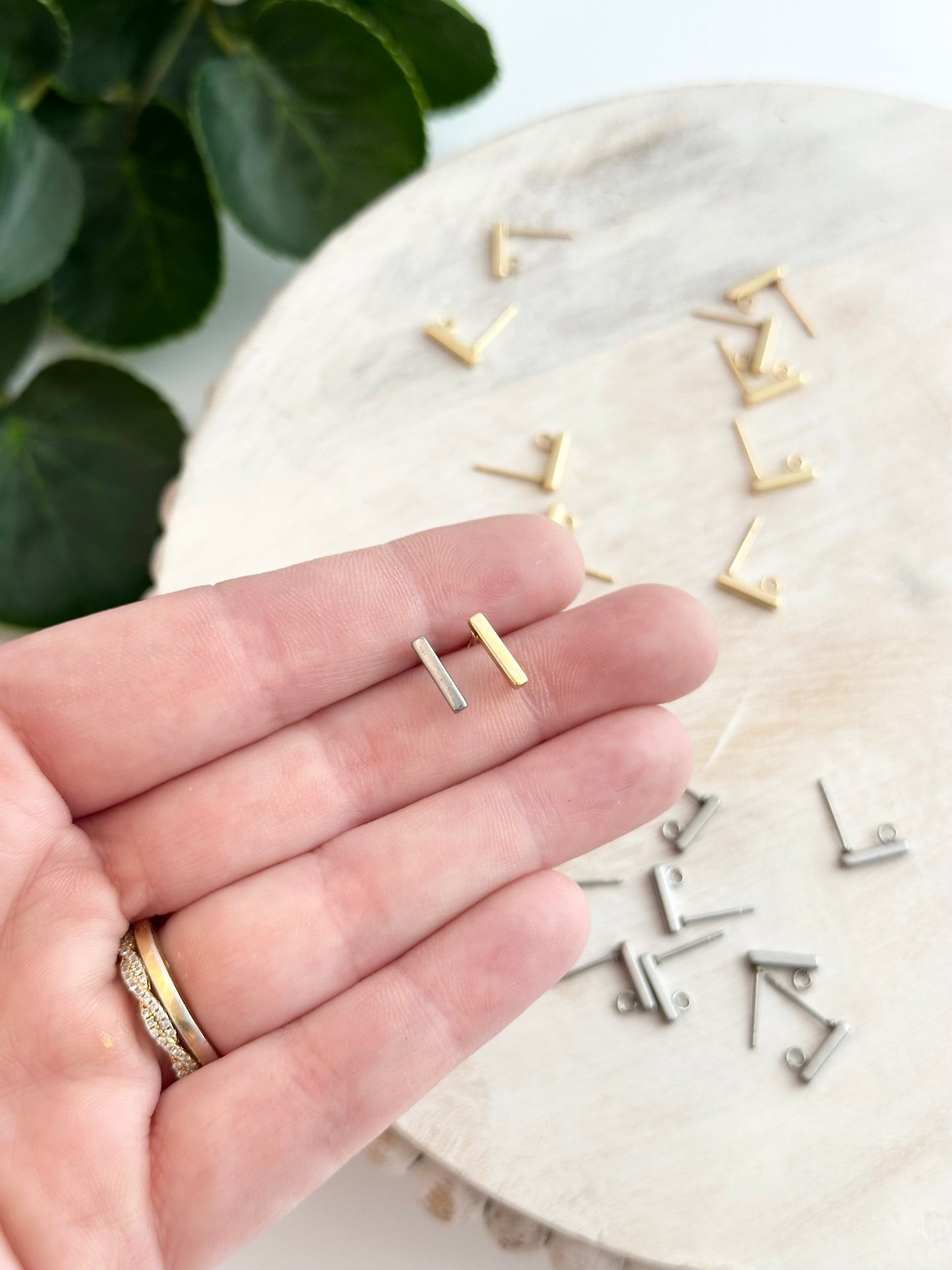 Mini Bar Earring Post - Gold or Silver (10pc)