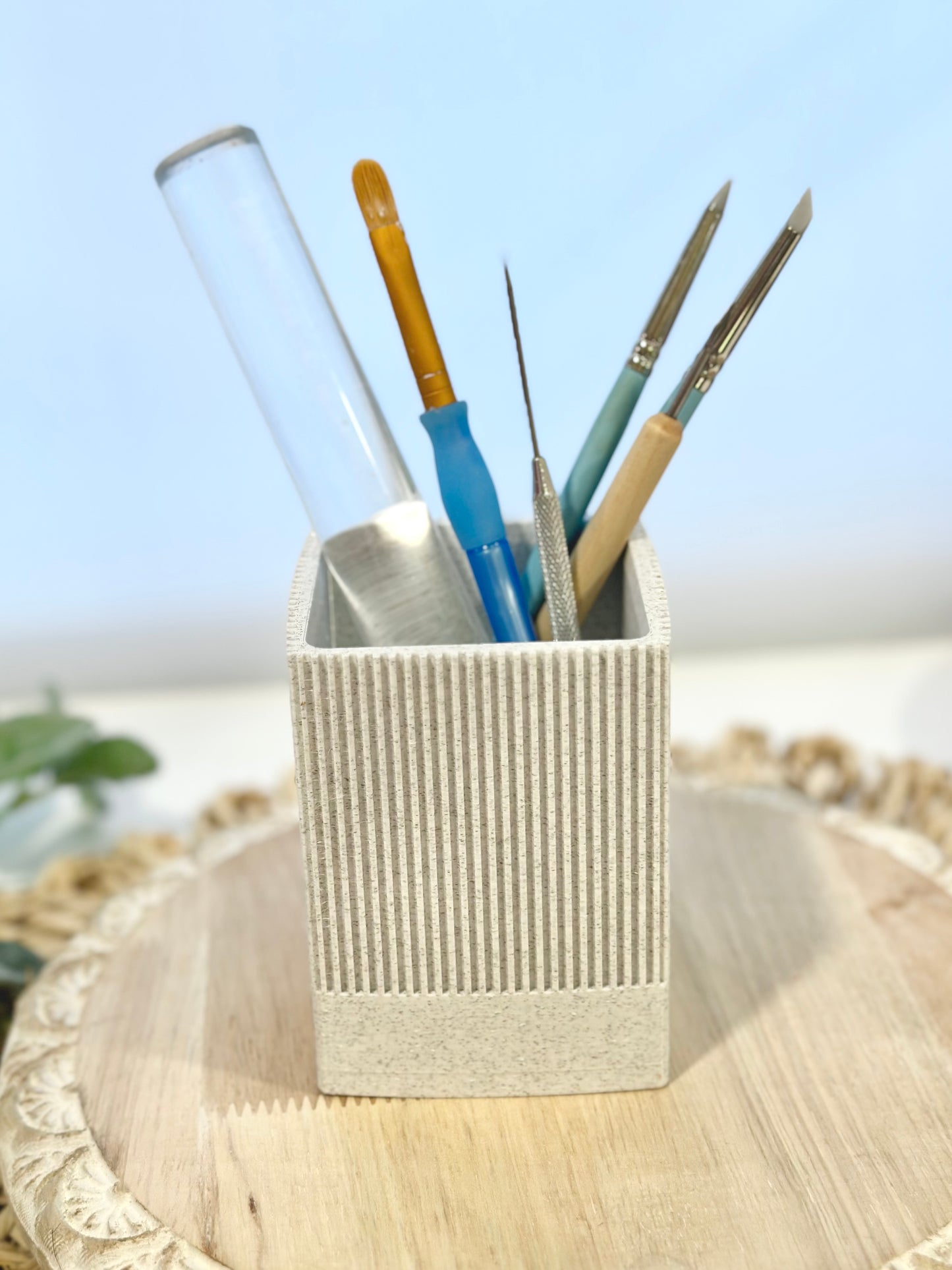 Puffy Square Ribbed Tool Vase