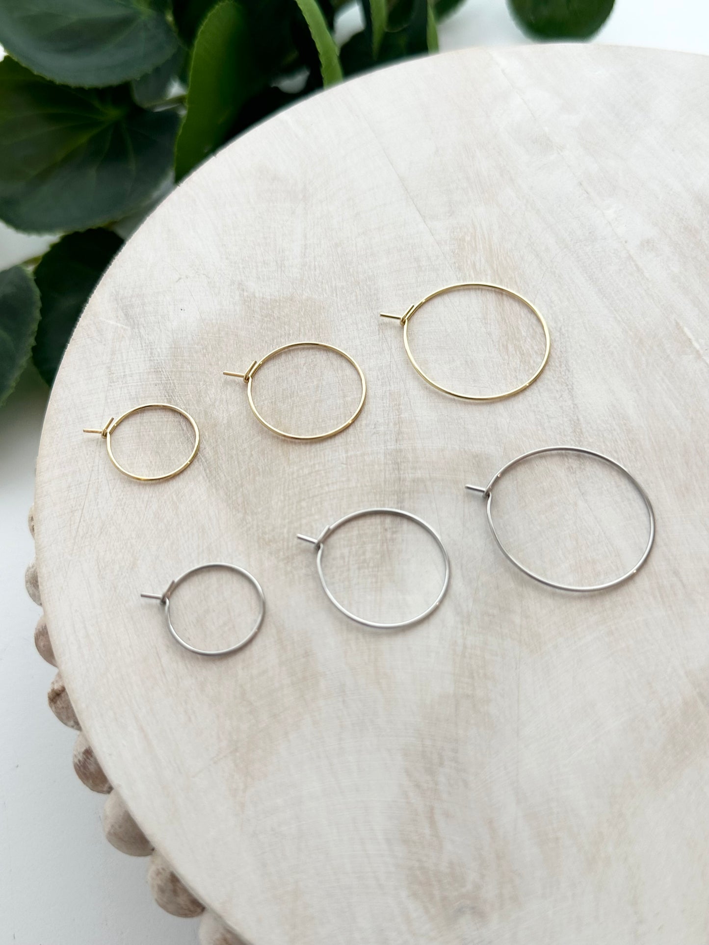 Wire Hoop Earring Post - 15mm, 20mm, 25mm - Gold or Silver (10pc)