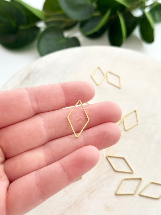 Rhombus Bezel Charm - Gold (10pc)