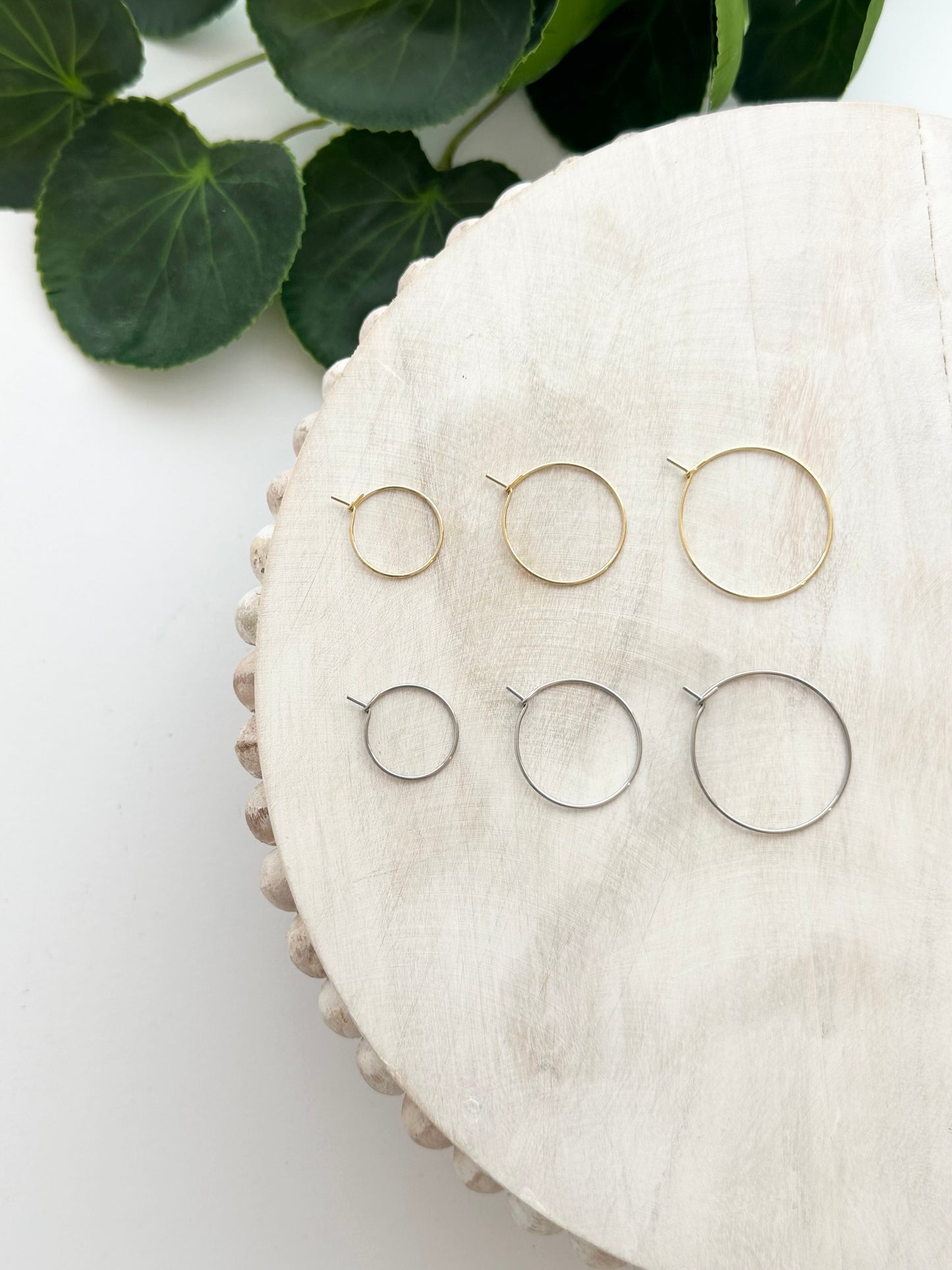 Wire Hoop Earring Post - 15mm, 20mm, 25mm - Gold or Silver (10pc)