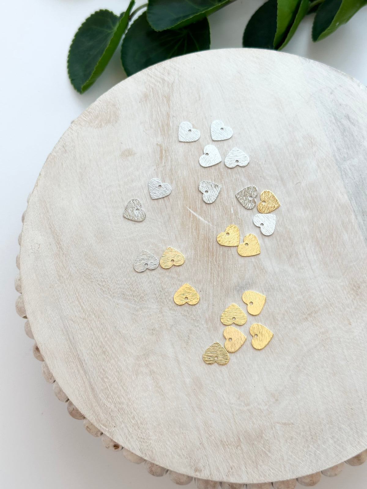Brushed Heart Charm with Hole - Gold or Silver (10pc)