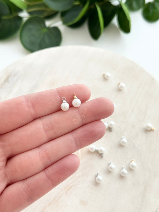 Pearl Charms 6mm - Gold or Silver (10pc)