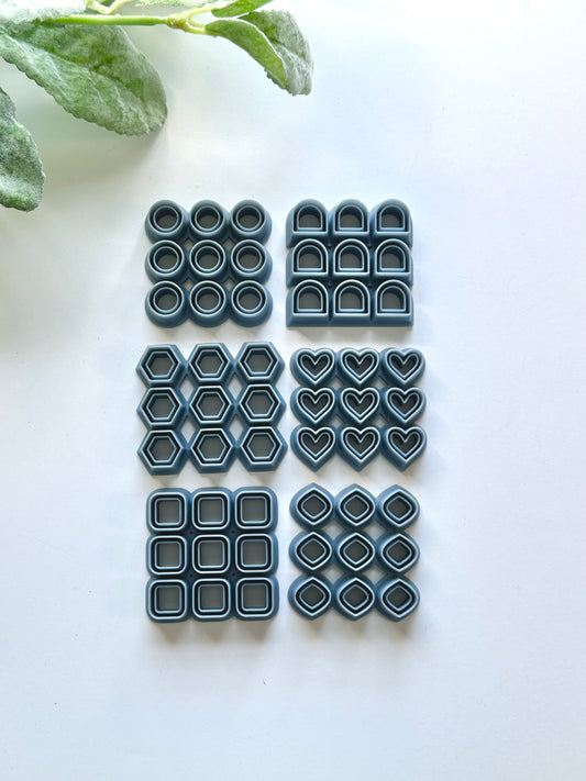Bordered Basic Shapes Cluster Cutters  | Polymer Clay Cutter