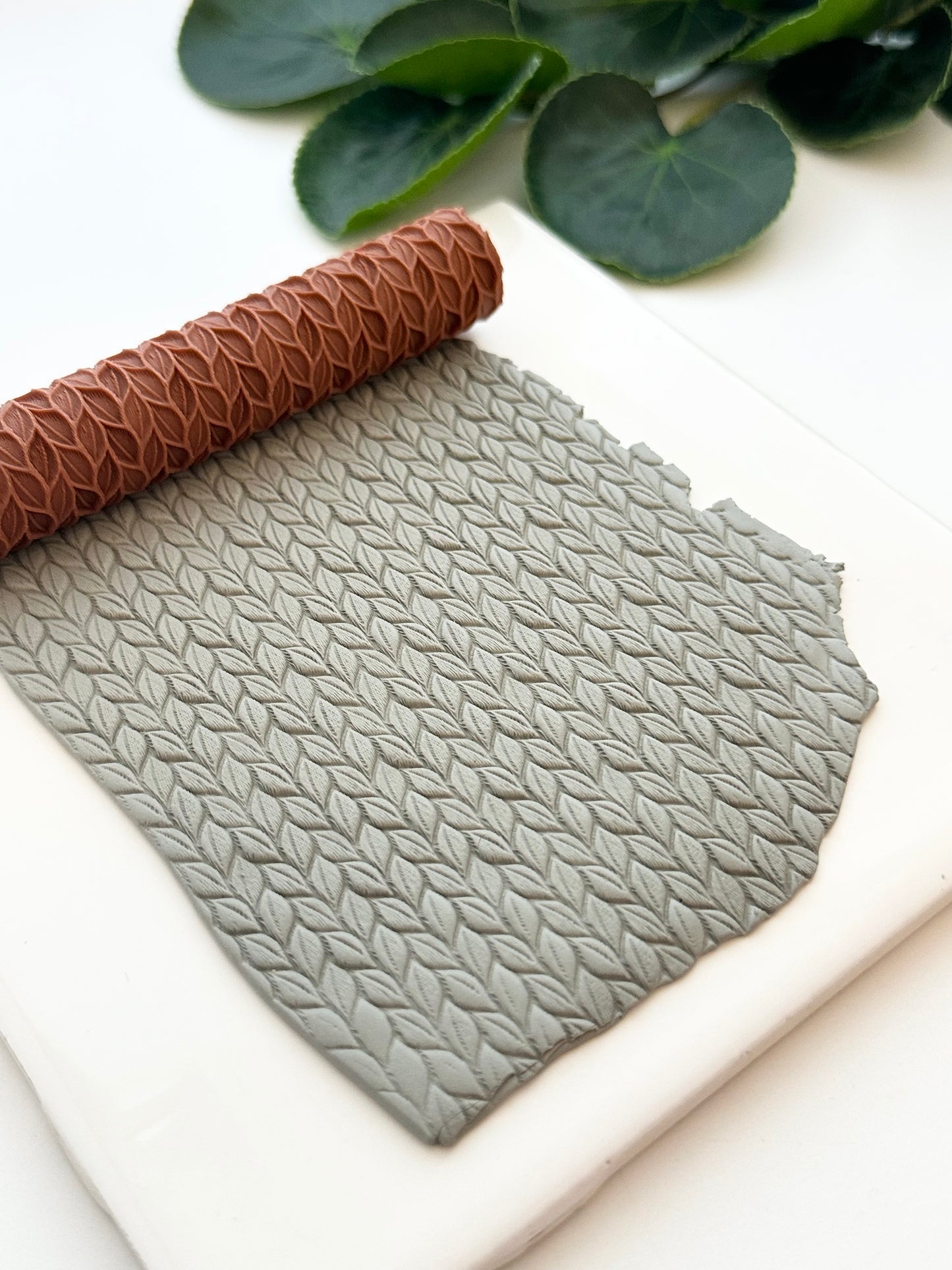 Knitting Leaves | Polymer Clay Texture Roller