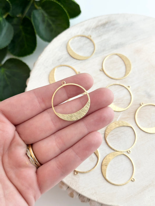 Partial Open Circle Bezel Charm - Gold or Silver (10pc)