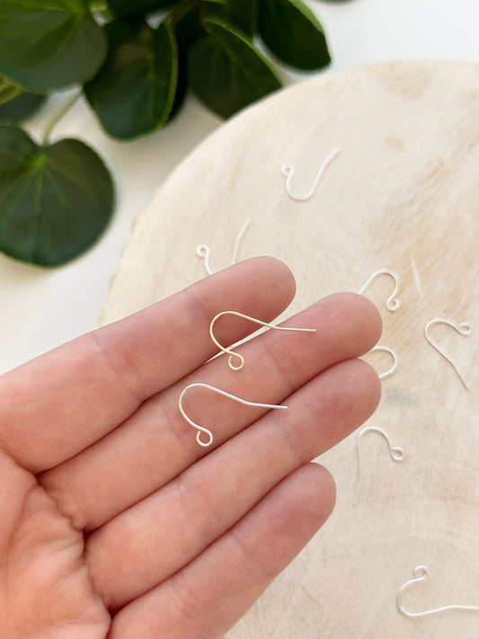 Wire Earring Hooks - Gold or Silver (10pc)
