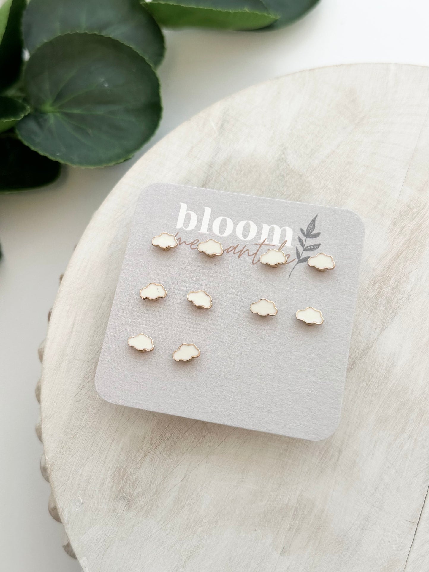 Micro White Enamel Clouds | Add-On Stud Packs (5 pair)