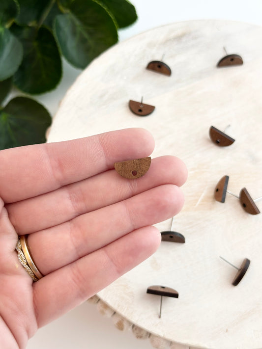 Short Half-Circle Wood Earring Post (10pc)
