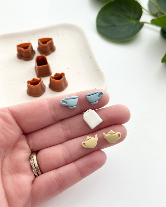 Tea Party Little Stud Pack (5pc) | Polymer Clay Cutter