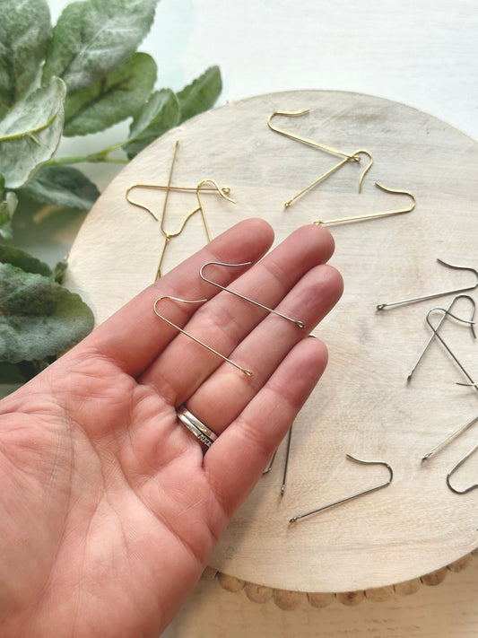 Long Ear Wire 28mm - Gold or Silver (10pc)