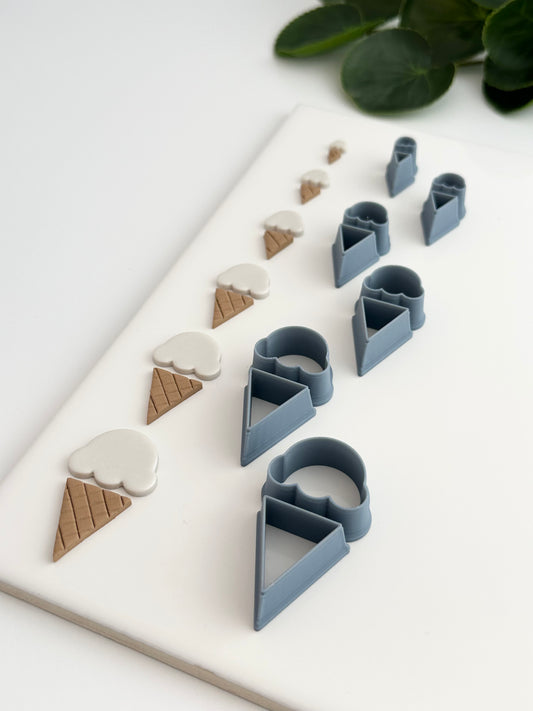 Ice Cream Cones (2pc) | Polymer Clay Cutter