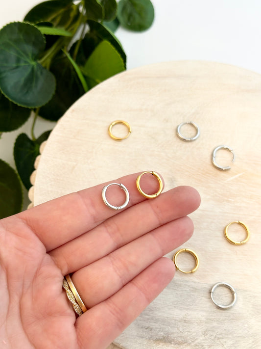 Circle Lever Hoop Huggie Earring Post - Gold or Silver (10pc)