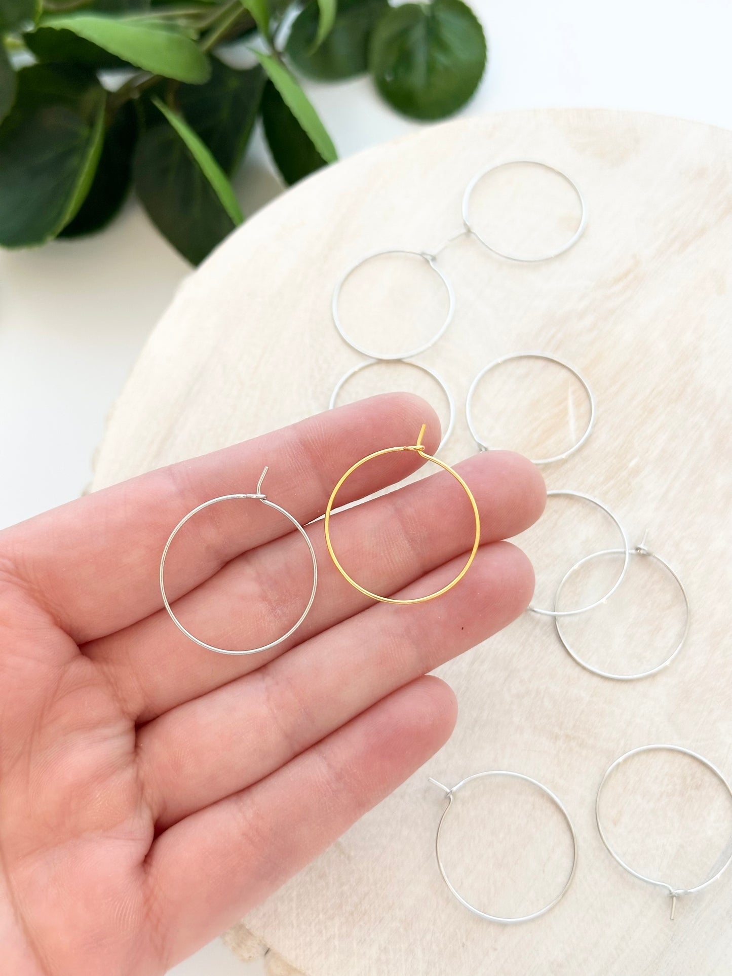 Wire Hoop Earring Post - 15mm, 20mm, 25mm - Gold or Silver (10pc)