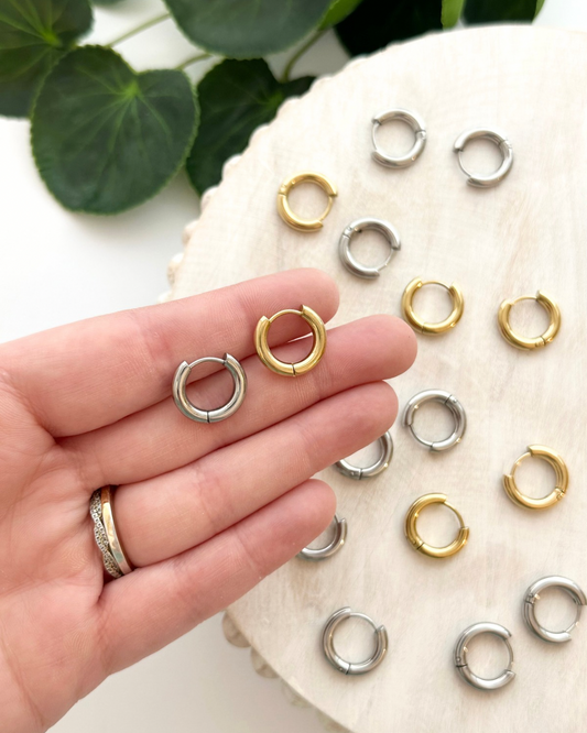Chunky Leverback Earring Hoops - Gold or Silver (10pc)
