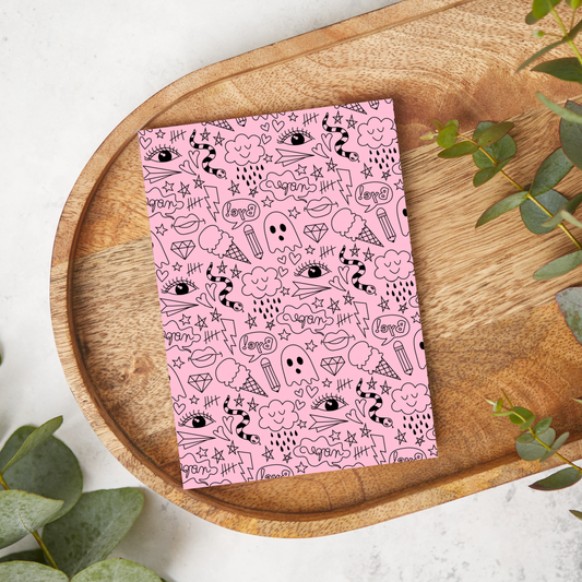 Pink and Black Halloween Doodle Sketches | AG111 | Image Transfer Paper
