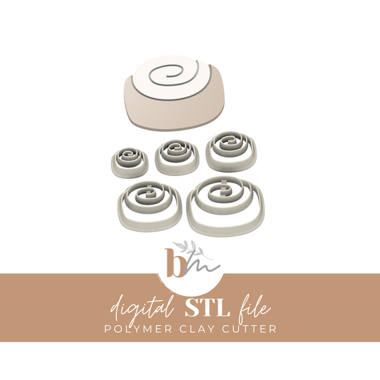 Cinnamon Rolls - 5 Sizes | Digital STL File | Polymer Clay Tools & Cutters
