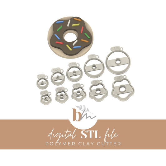Frosted Donuts - 5 Sizes | Digital STL File | Polymer Clay Tools & Cutters