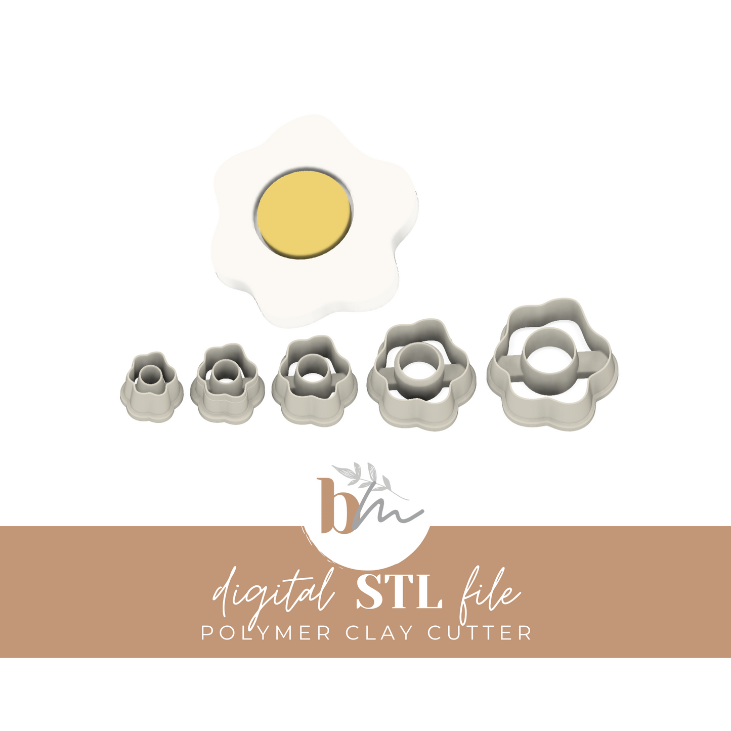 Fried Egg - 5 Sizes | Digital STL File | Polymer Clay Tools & Cutters