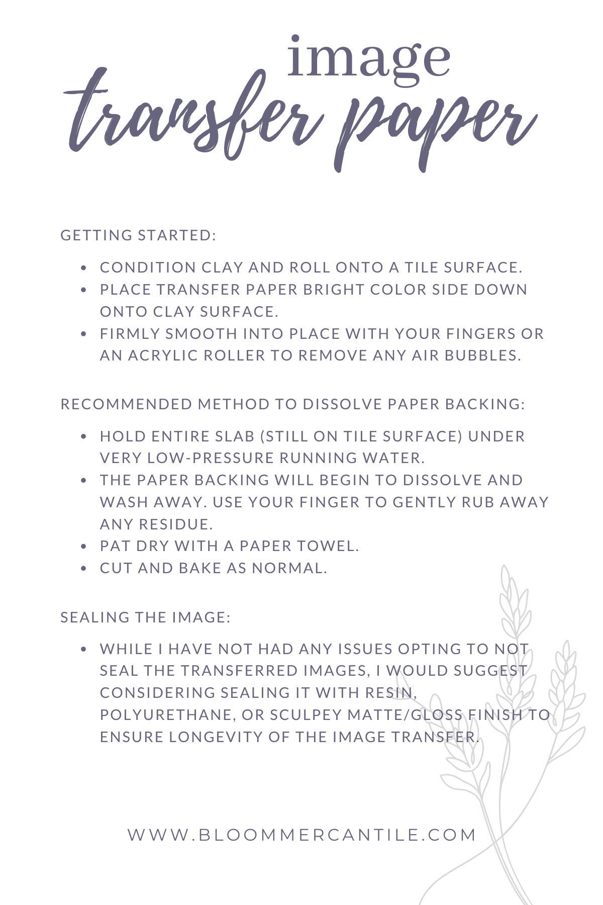 Blue Floral Stamps | T0820 | Image Transfer Paper