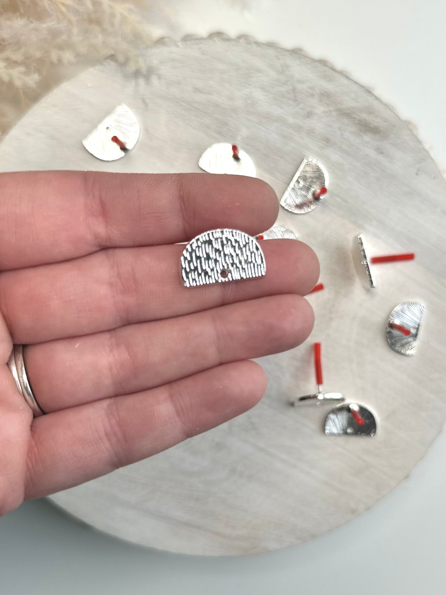 Brushed Semi-Circle Earring Post - Gold or Silver (10pc)