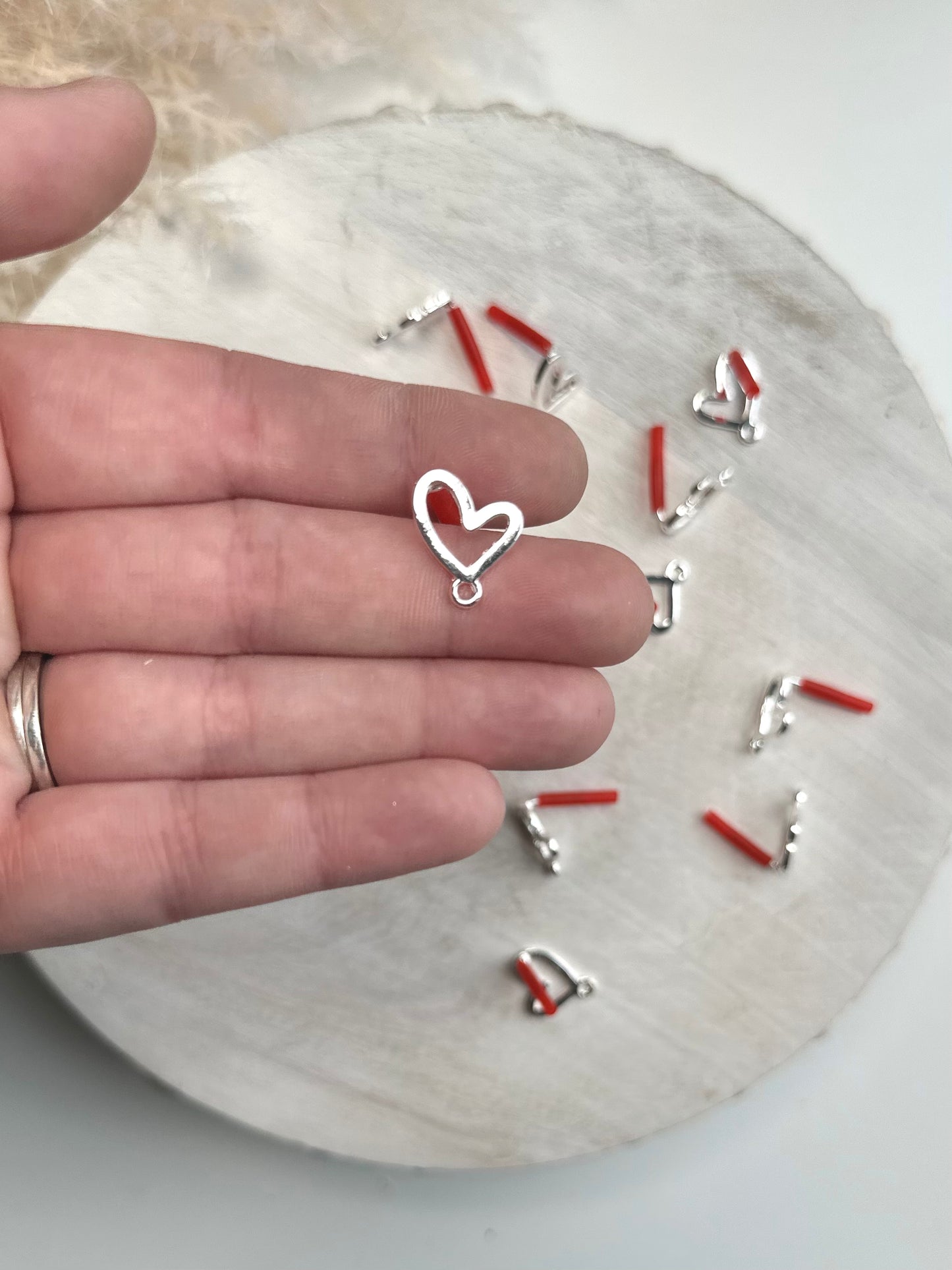 Asymmetrical Heart Earring Post - Gold or Silver (10pc)