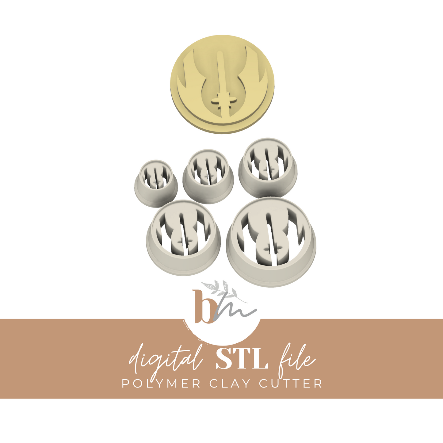 Mind Fighters Symbol - 5 Sizes | Digital STL File | Polymer Clay Tools & Cutters