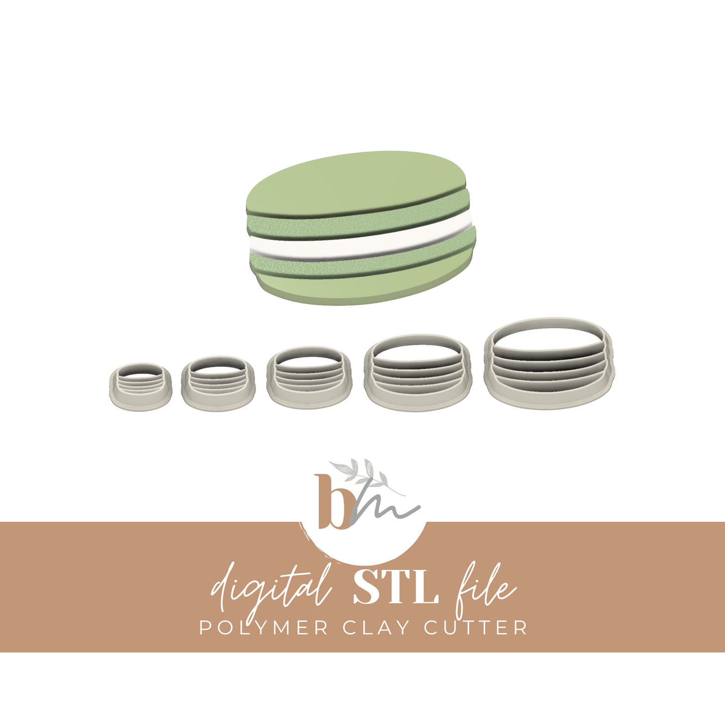 Macaron - 5 Sizes | Digital STL File | Polymer Clay Tools & Cutters