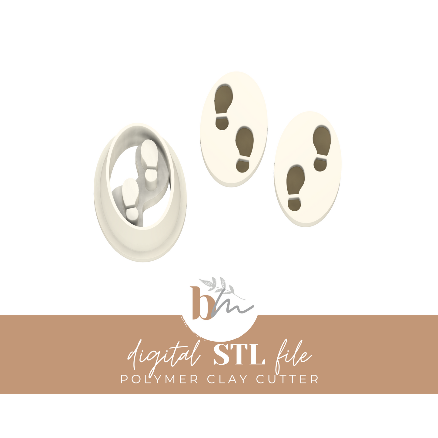 Magical Map Footsteps - Oval | Digital STL File | Polymer Clay Tools & Cutters