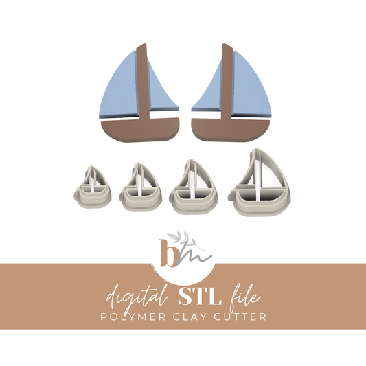 Sailboat - 4 Sizes | Digital STL File | Polymer Clay Tools & Cutters