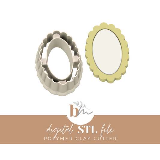 Scallop Oval Frame | Digital STL File | Polymer Clay Tools & Cutters