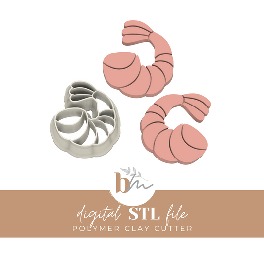 Shrimp - 5 Sizes | Digital STL File | Polymer Clay Tools & Cutters