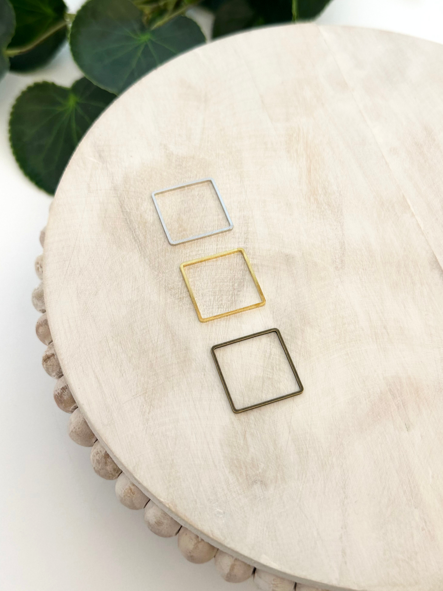 Square Bezel Charm - Gold, Silver, Antique Bronze (10pc)