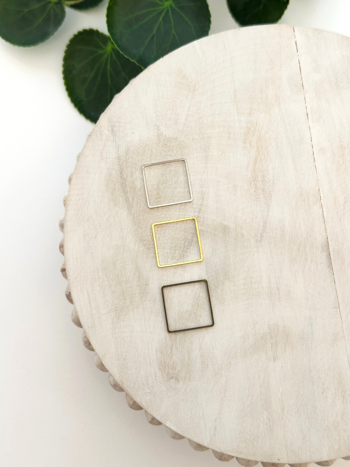 Square Bezel Charm - Gold, Silver, Antique Bronze (10pc)