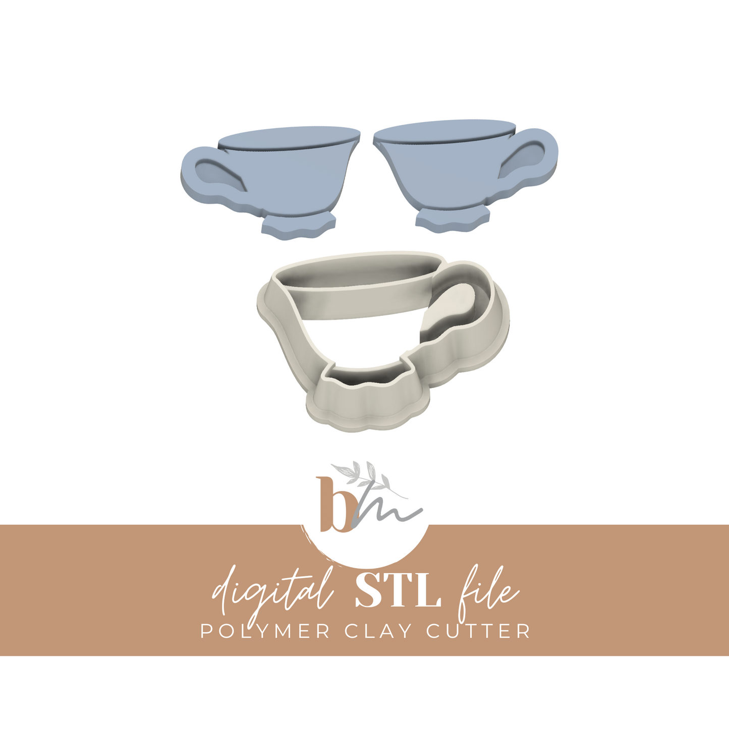 Teacup - 6 Sizes | Digital STL File | Polymer Clay Tools & Cutters