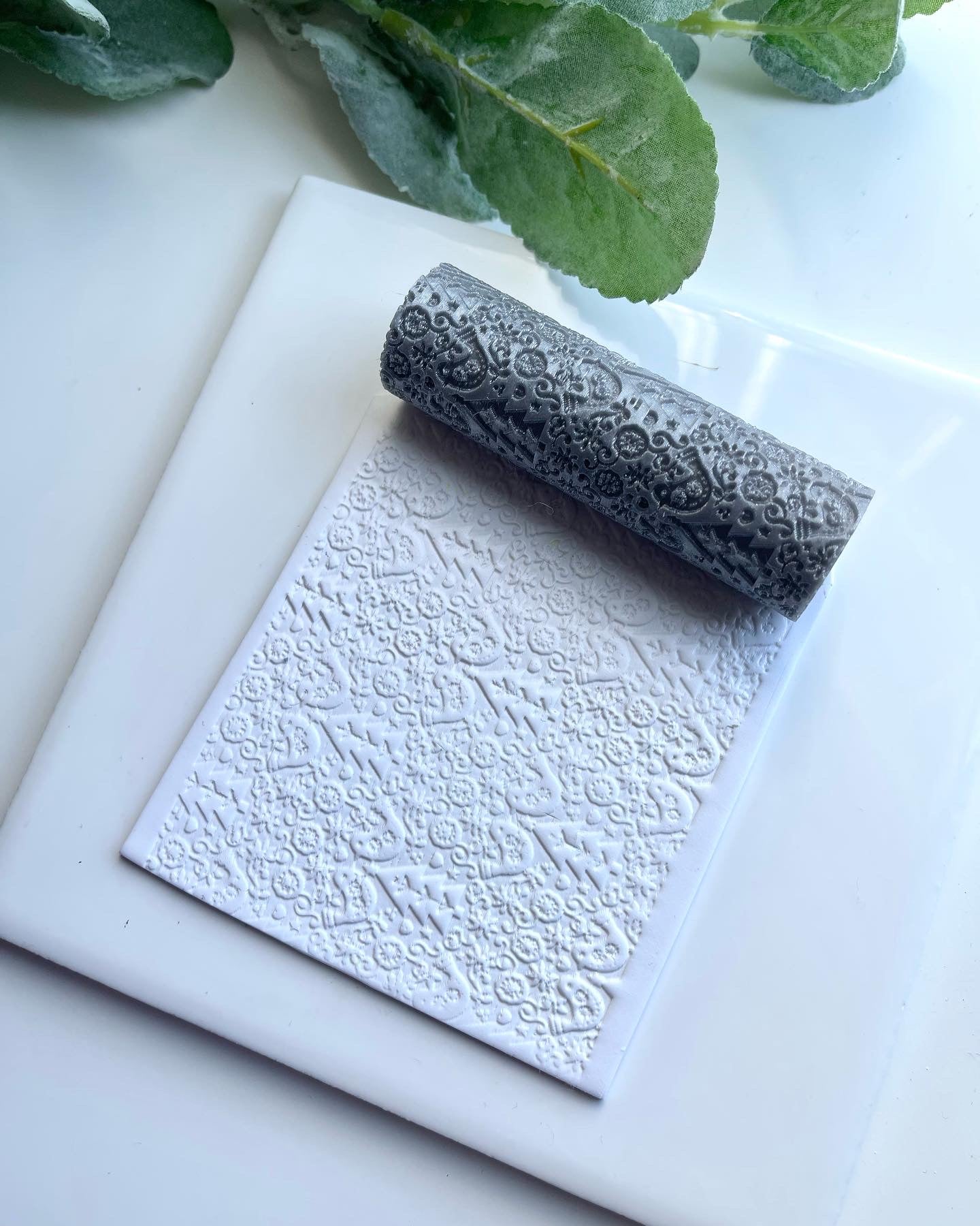 Whimsical Winter Village | Polymer Clay Texture Roller