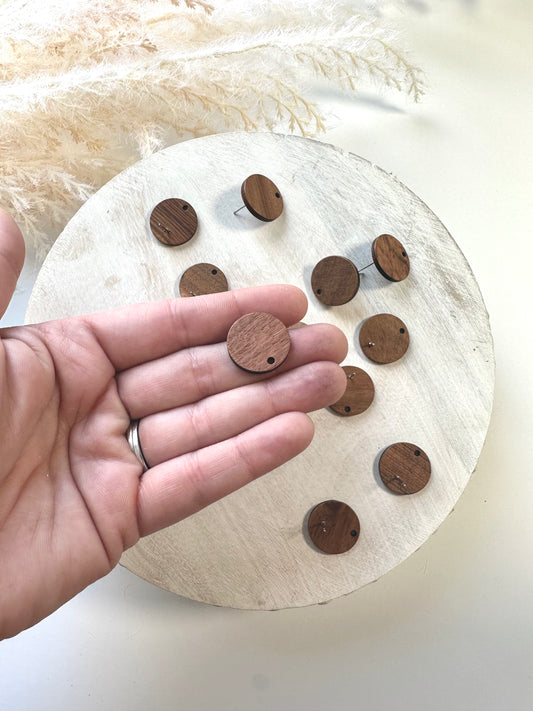 Wood Circle Earring Post - 20mm (10pc)