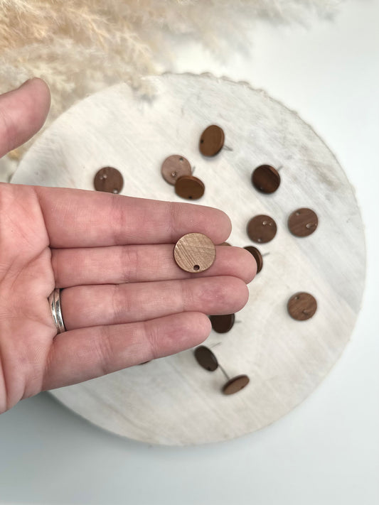 Wood Circle Earring Post - 15mm (10pc)