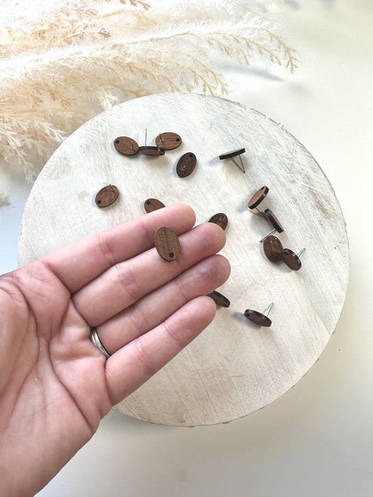 Wood Oval Earring Post (10pc)
