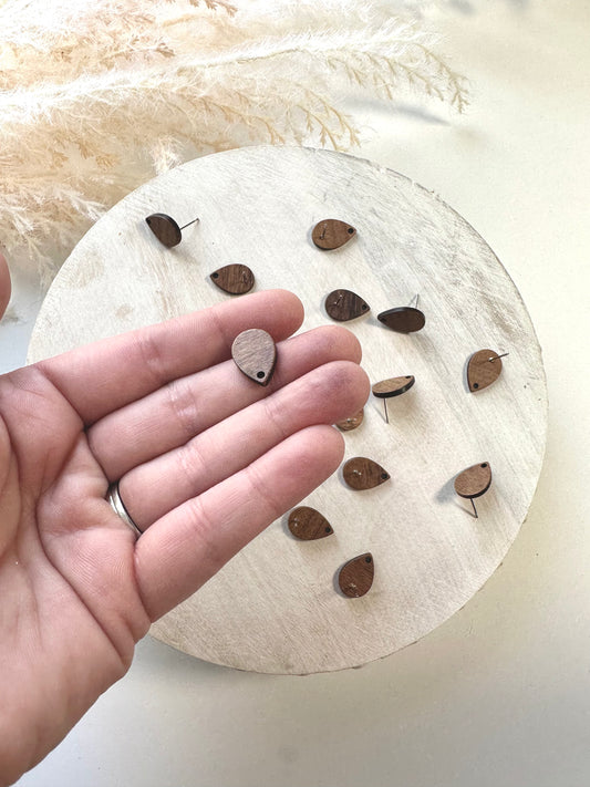 Wood Teardrop Earring Post (10pc)