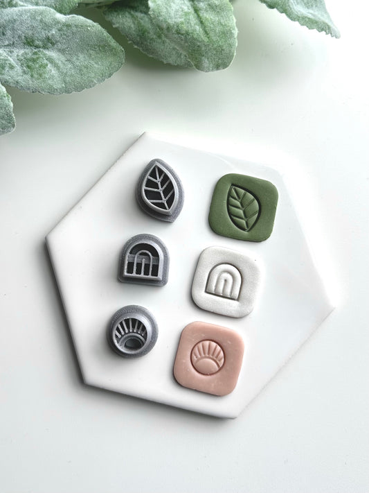 Rainbow, Sunburst, Leaf Studs | Polymer Clay Cutter