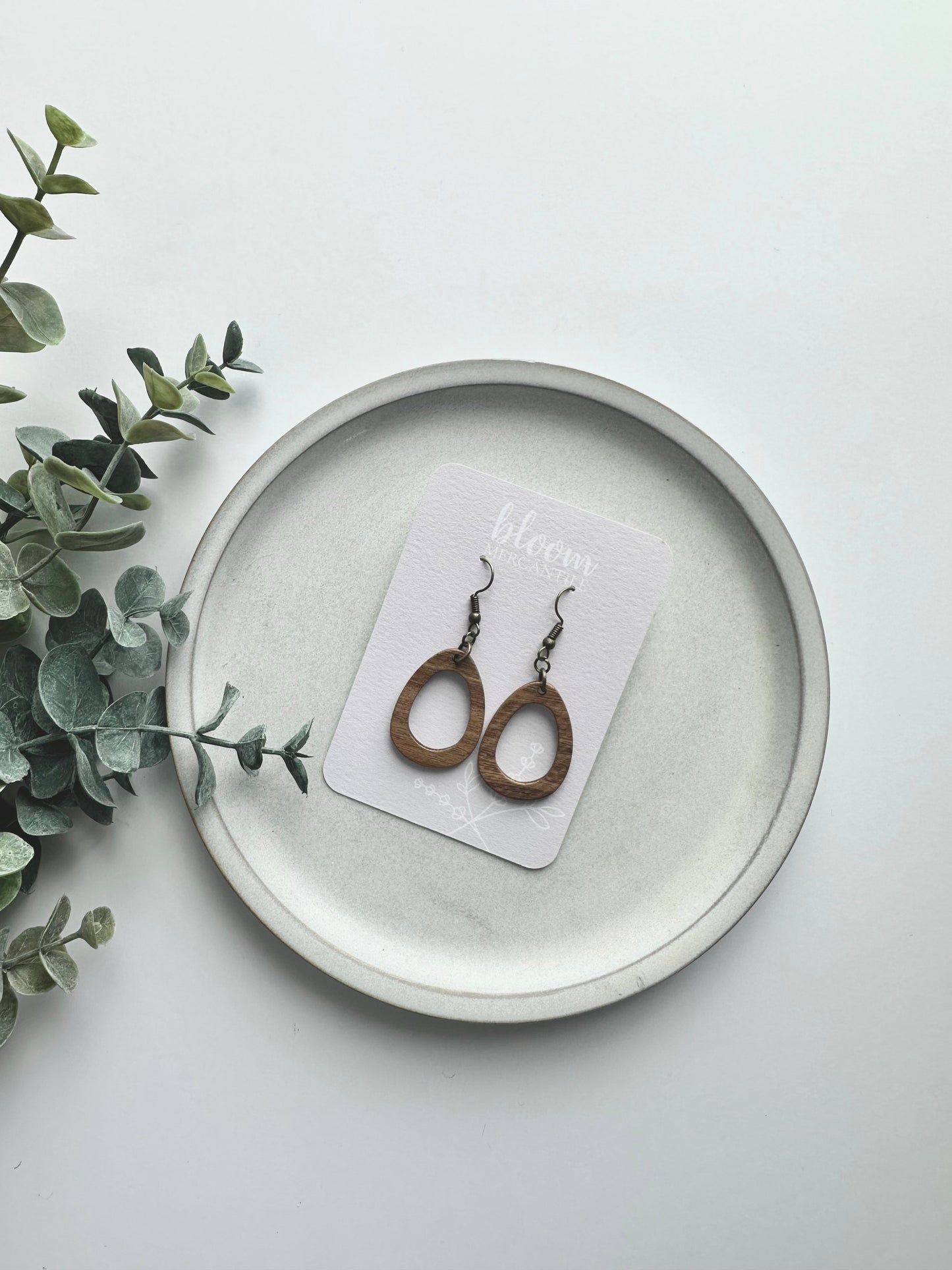 Wood Organic Oval Dangles