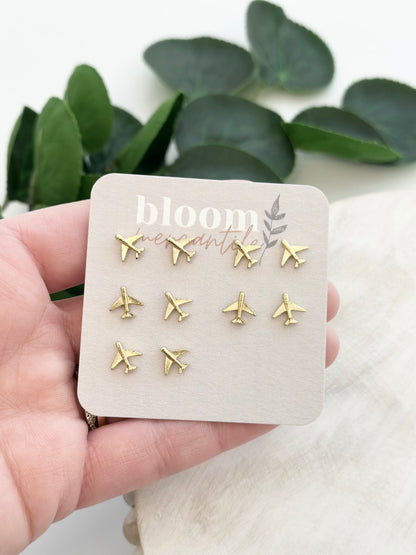Gold Airplanes | Add-On Stud Packs (5 pair)