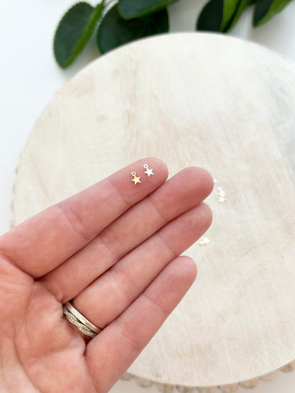 Nano Star Charms with Loop - Gold or Silver (10pc)