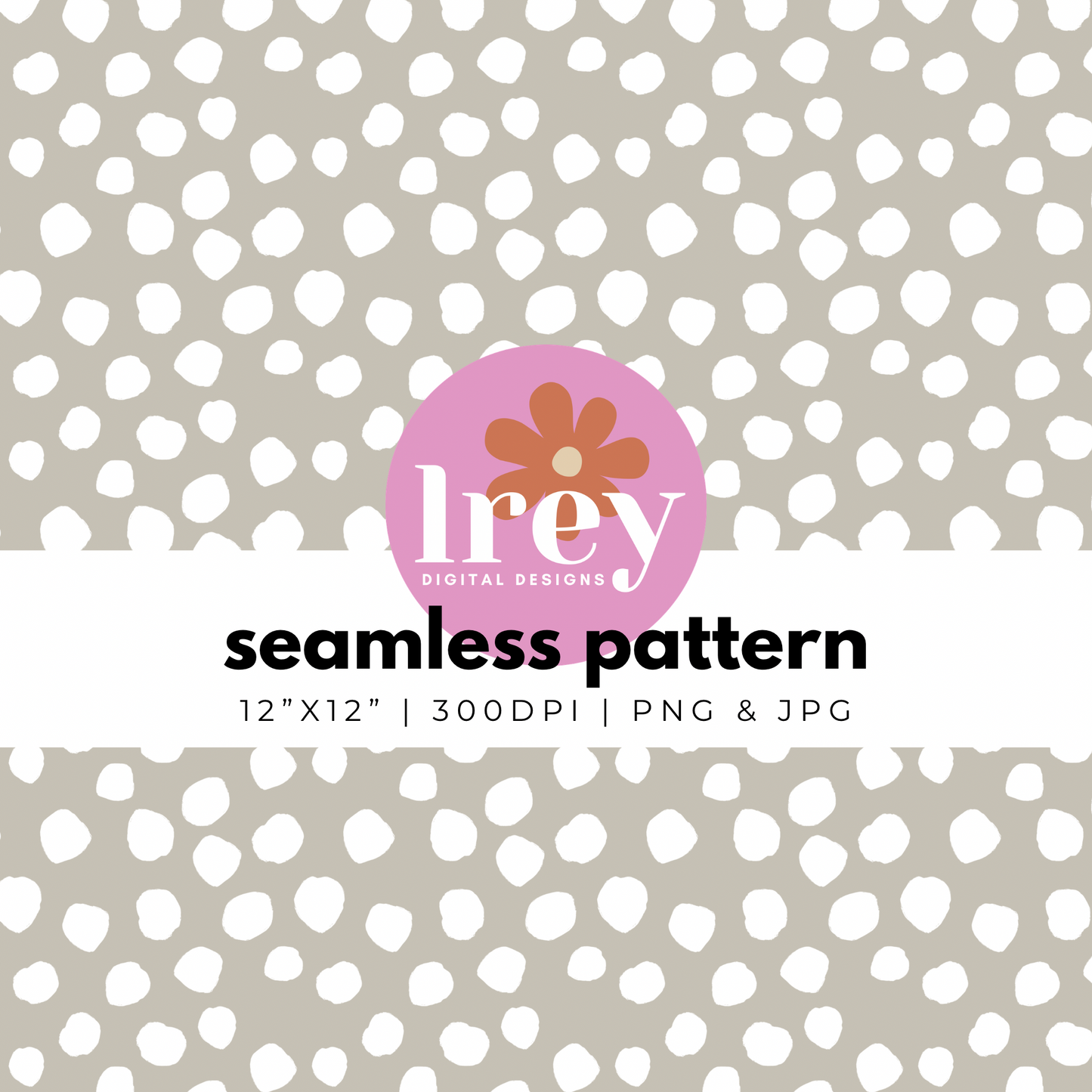 Abstract Dots - White on Beige | Digital Seamless Pattern | PNG, JPG | Instant Download | Commercial Use Included | LRey Digital Designs | Digital Seamless Pattern