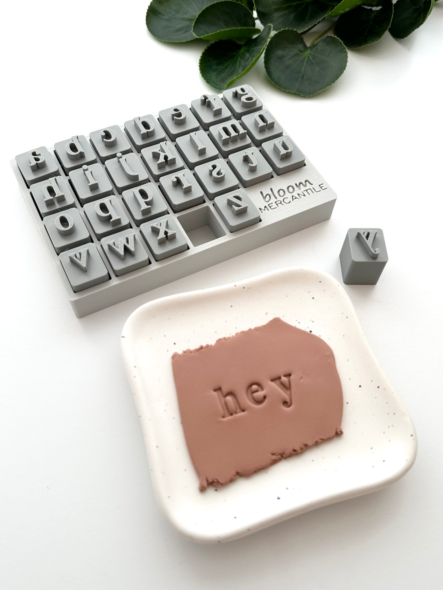 1/2" Serif Font Lowercase Letter Stamps and Container | Polymer Clay Stamps