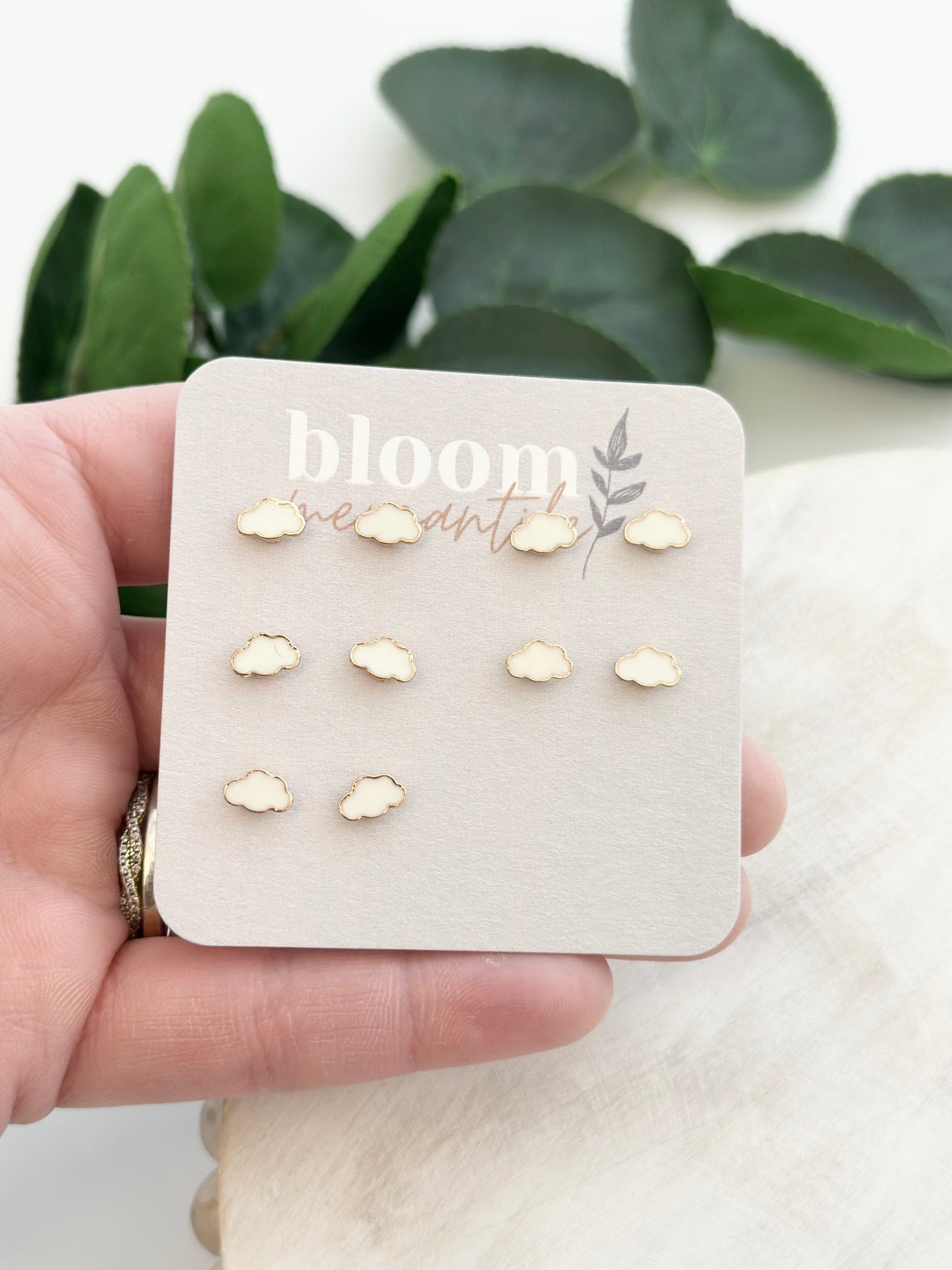 Micro White Enamel Clouds | Add-On Stud Packs (5 pair)