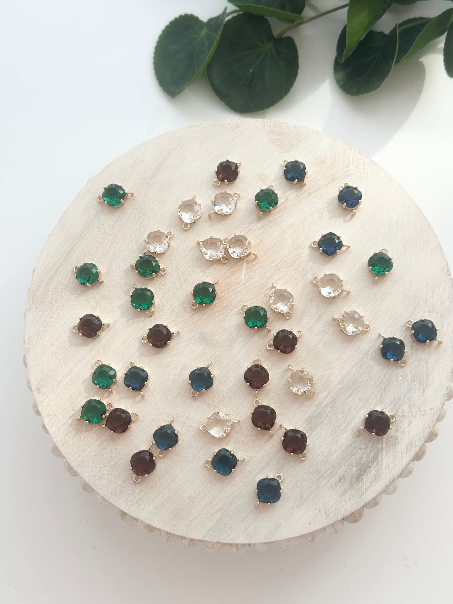 Faceted Rhombus Glass Connector Charm - Gold (10pc)