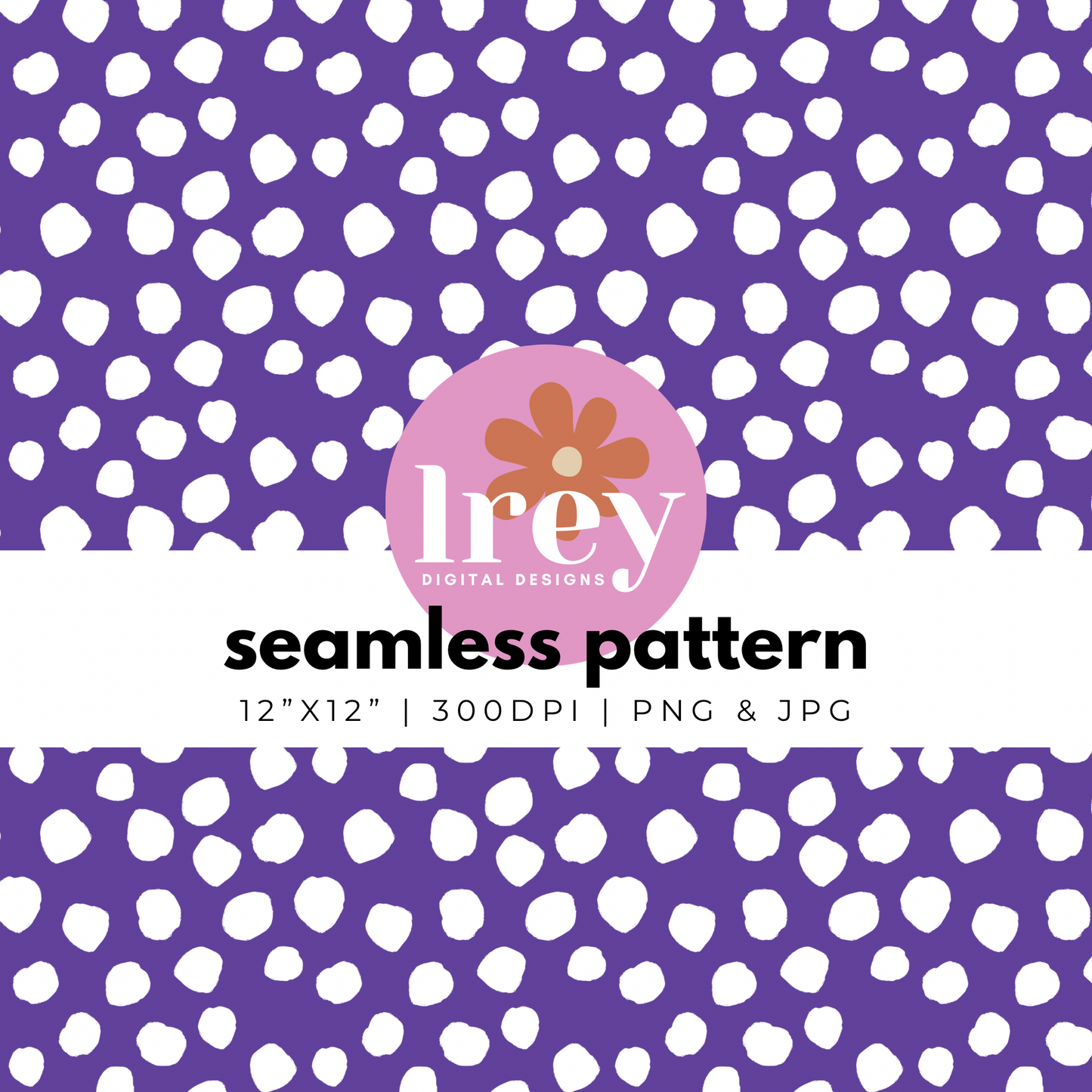 Abstract Dots - White on Purple | Digital Seamless Pattern | PNG, JPG | Instant Download | Commercial Use Included | LRey Digital Designs | Digital Seamless Pattern